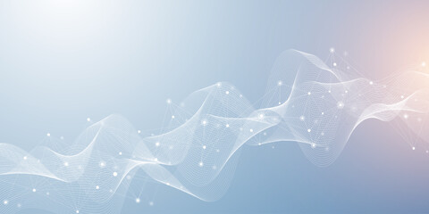 Fototapeta na wymiar Modern digital technology background design with molecular plexus lines and dots. Futuristic network connection. Data flow. Abstract mesh, big data technology, AI, science, cyberspace.