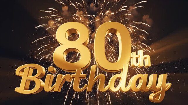 80th Birthday Celebration with Fireworks for commercial backgrounds, digital design, and advertising