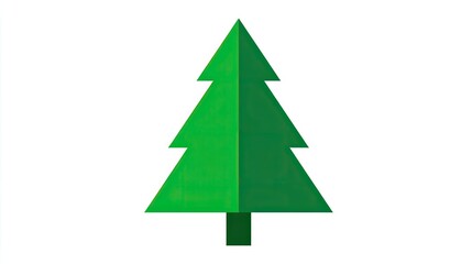 Fototapeta premium Stylized evergreen tree shape presented with flat, geometric construction against a pure white background