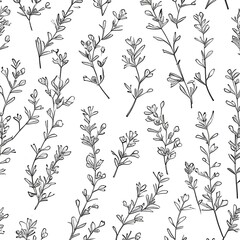 Fototapeta premium Tiny lavender stem pattern for fabric, wallpaper, packaging, and botanical background.