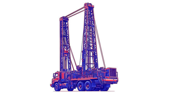 Large truck mounted drilling rig machine.