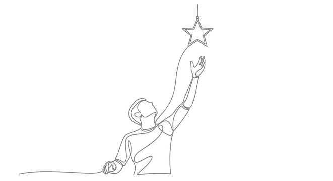 Man reaching for a shining star.