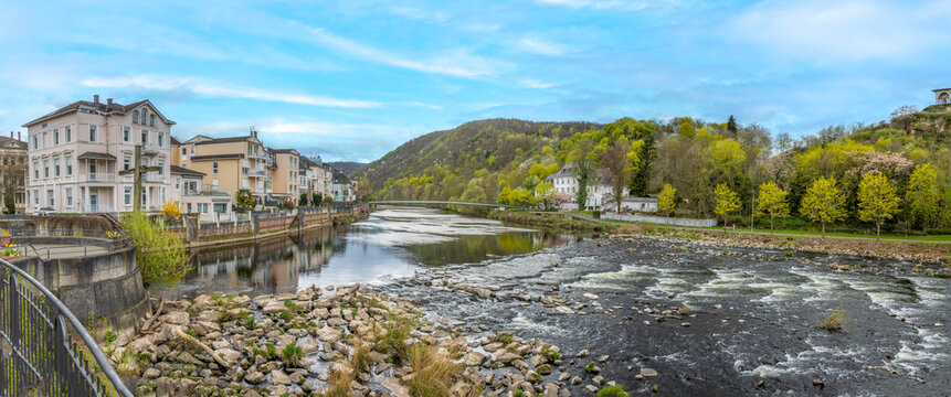 view to the spa houses at river Nahe in Bad Kreuznach, Germany