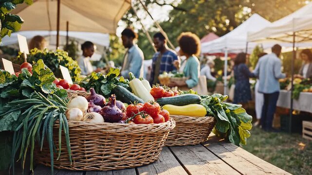 Fresh produce at outdoor market for commercial advertising, marketing campaigns, and creative projects