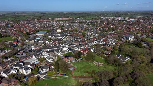 Aerial view of Garstang, Lancashire town centre and housing
