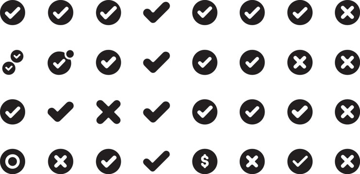 Black and white checkmark and x symbols pattern