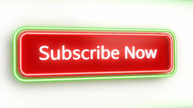 Glowing Red Subscribe Button with Neon Green Border Animation for Social Media