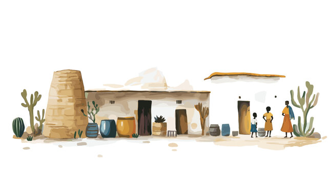 Aksum. Aksum hand drawn watercolor illustration on white background