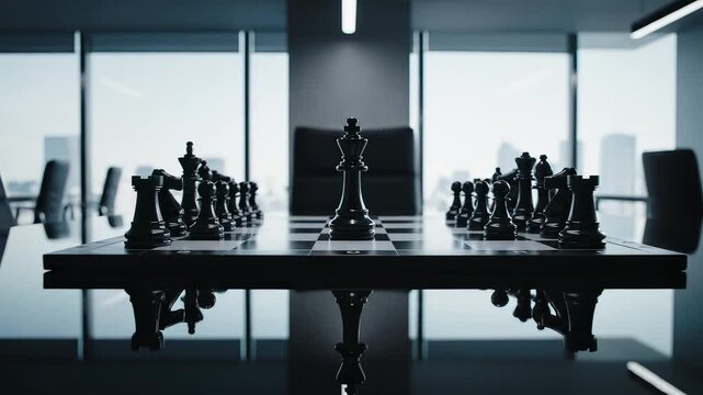 Chess board with king piece in focus for commercial backgrounds, digital design, and advertising