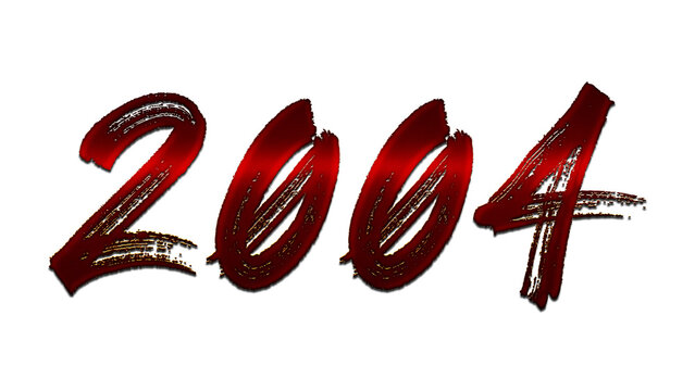 3D blood red number design of 2004 on white background.
