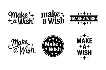 Obraz premium Make a wish logo collection with star accents and refined typography, illustrating inspirational, festive and elegant brand identity design.