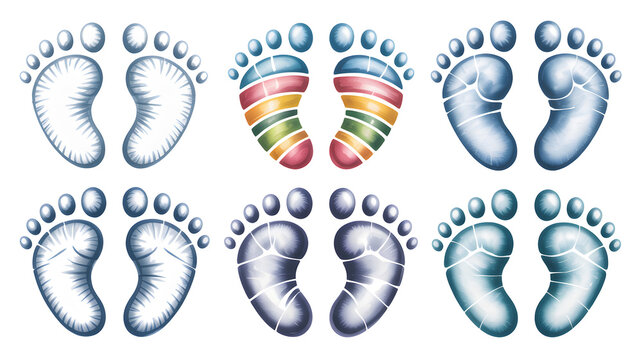 Baby feet vector illustration, colorful footprints flat design