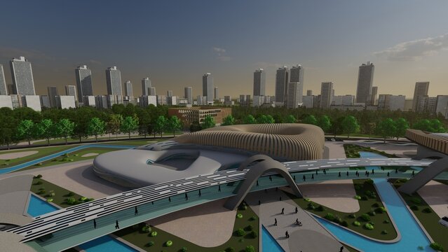 Modern architectural exterior design for a scientific research building project