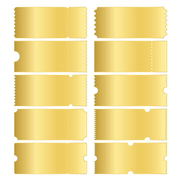 Elegant Blank Golden Ticket Vector Illustration