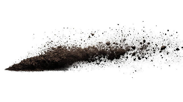 Eruption of brown material and white splashes against a black backdrop