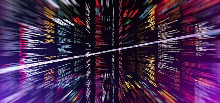 Coding programming developing typing script source languages symbols project data software engineering IT technology computer abstract screen background.High quality