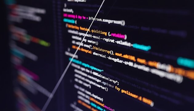 Coding programming developing typing script source languages symbols project data software engineering IT technology computer abstract screen background.High quality