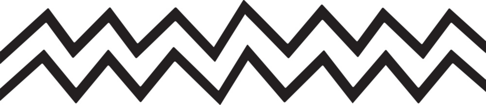 Black zigzag pattern, geometric border design, abstract line art, vector graphic element