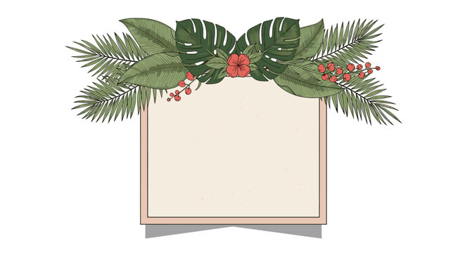 Rustic greenery wreath frame with red berries and pine branches for winter holiday decoration.