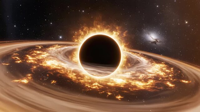 Black hole with accretion disk in space for tech concepts, digital marketing, and scientific projects