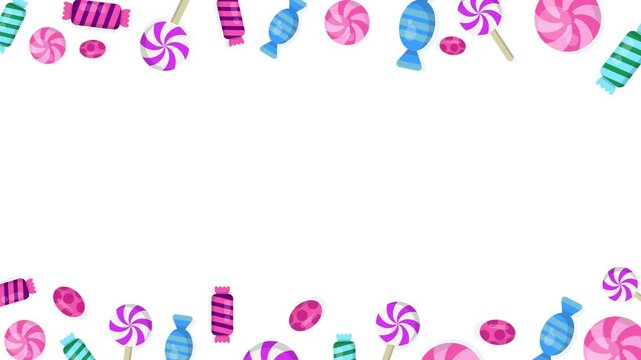 Colorful candy sweet confectionery border frame animation video