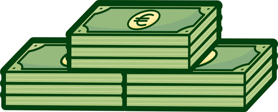 Stacks of green Euro banknotes