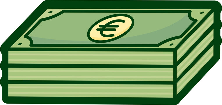 Single stack of green Euro banknotes