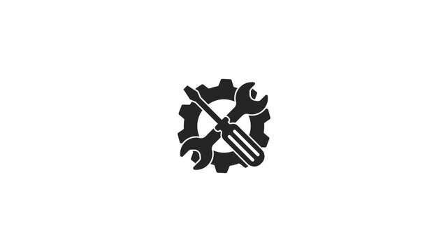 Settings tools gear wrench screwdriver maintenance repair system configuration icon animation