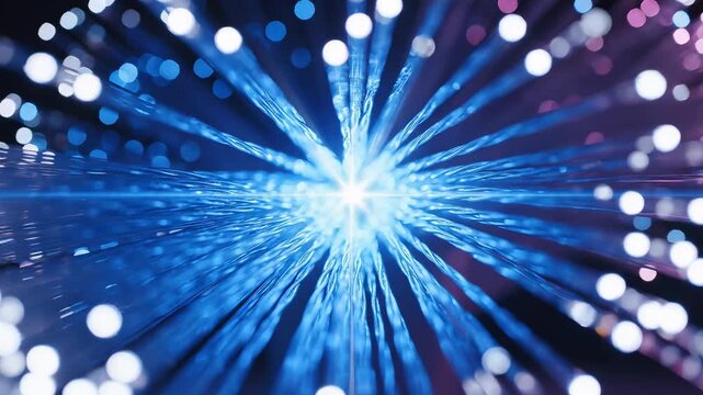 Fiber optic light strands converging for commercial backgrounds, digital design, and advertising