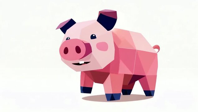 Low Poly Cute Pig Character Animation