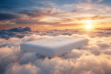 Fototapeta premium Floating Bed in the Clouds