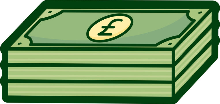 Single stack of green British Pound banknotes