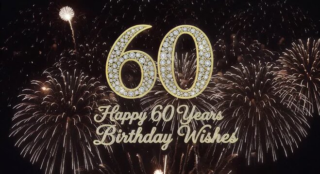 golden 60th anniversary fireworks celebration with glittering numbers