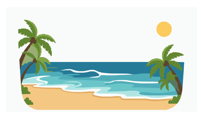 Obraz premium Summer beach sale banner sea landscape social media post vector