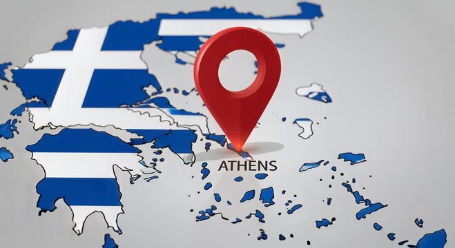 greece map with location pin travel destination concept