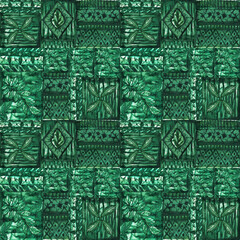 Hawaiian tapa tribal patchwork seamless pattern, vintage abstract polynesian fabric design for shirt pillow tablecloth towel wrapping paper © HoyaBouquet