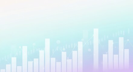 Fototapeta premium Elegant Pastel Data Visualization Backdrop Featuring Bar Charts, Line Graphs, and Nodes in Gradient