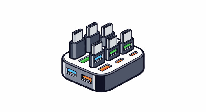 Multiple USB-C adapters and charging ports on a device