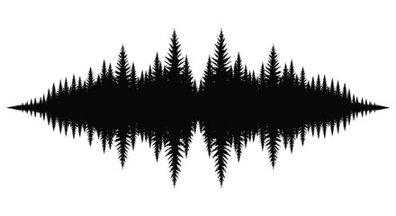 A striking visual representation of a dense forest landscape mirrored and symmetrical forming a unique waveform silhouette high quality professional detailed modern elegant stylish © rsvect02