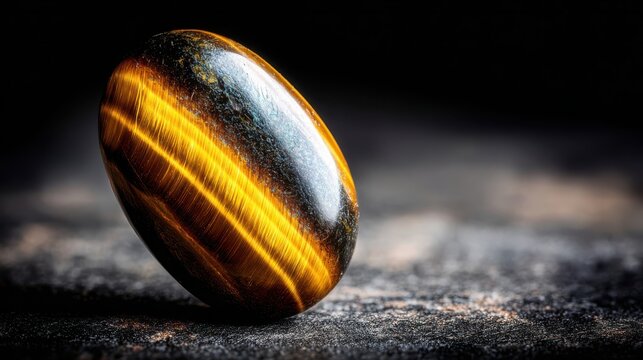 Smooth polished tigers eye gemstone with striking golden bands and natural brown undertones, showcasing its inherent beauty and texture