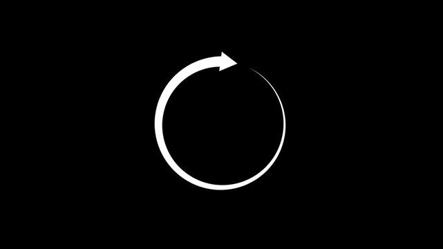 glowing arrow circular animation slowly rounding white color.