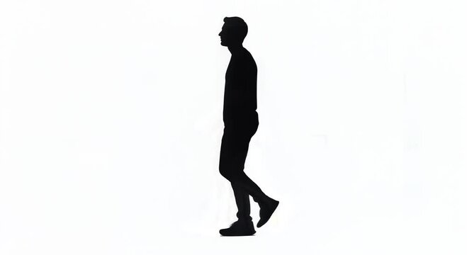 silhouette of a man walking on white background ? stock video