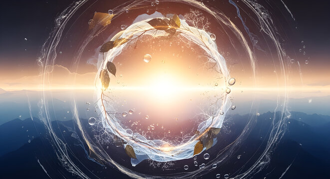 Cosmic birth or rebirth a figure emerging from a stellar womb