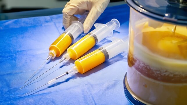 An autologous fat transfer cosmetic procedure preparation.