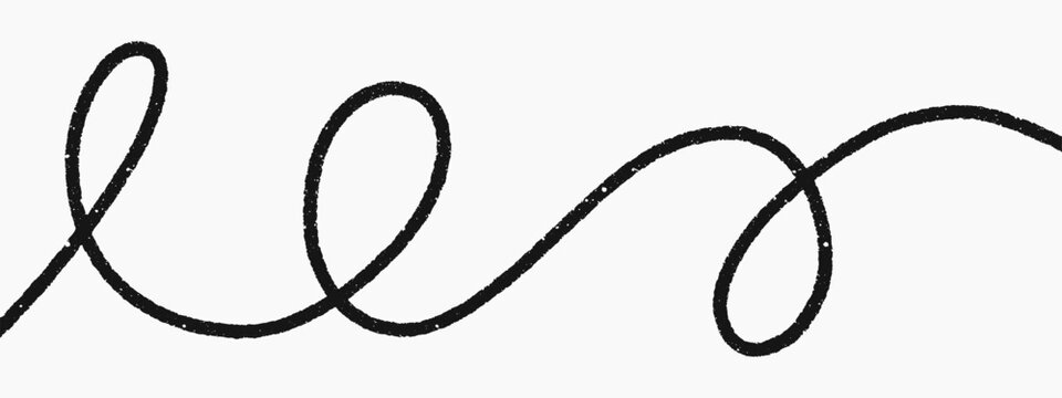 Line cable brush for squiggle charcoal doodle and black chalk stroke. Crayon curve pencil for shape graphic hand and spiral coil abstract. Line drawing curvy for squiggle vector drawn.