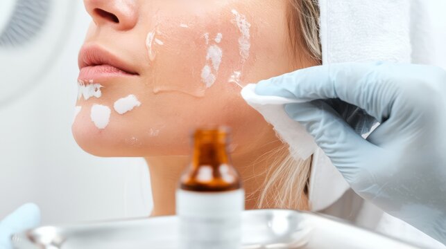 TCA chemical peel facial treatment application.
