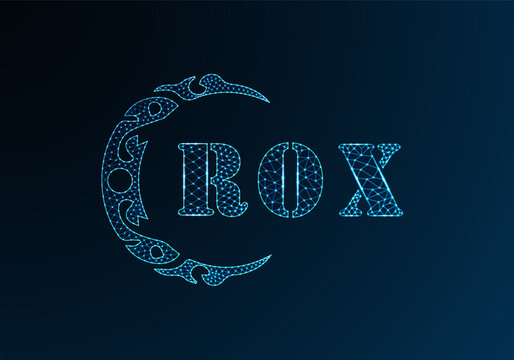 Low poly letter logo ROX design. ROX letter logo low poly vector design on blue color gradient background. ROX logo low poly design