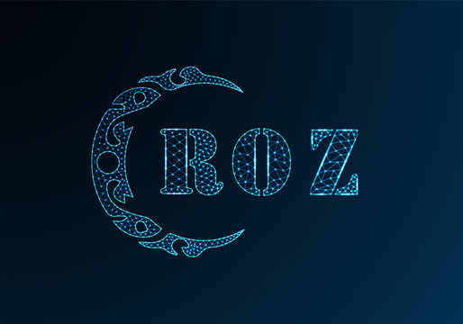 Low poly letter logo ROZ design. ROZ letter logo low poly vector design on blue color gradient background. ROZ logo low poly design
