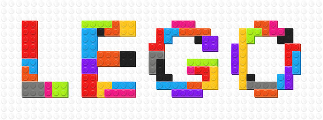 Realistic colored plastik constructor parts on white constructor plate background. Play and build concept. Vector illustration © boxerx