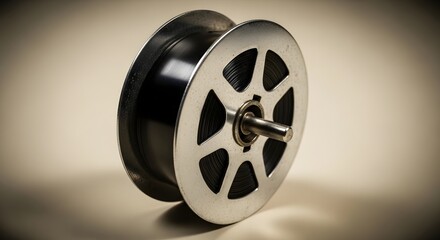 Naklejka premium Vintage carbon ribbon spool for typewriter black ink one time use spool and office supply